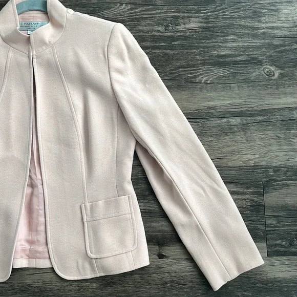 Tahari ASL Blush Pink Petite Blazer Size 4P Like New — Quiet Luxury Minimalist - Picture 3 of 7